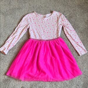 Cat & Jack Pink Heart Long Sleeve Dress - Size 6/6x